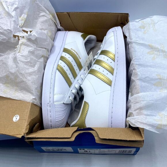 Adidas Superstar Sneaker White Gold FX7483 Women's Size 9.5 NEW - Picture 10 of 11